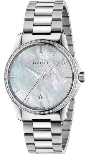 Gucci G Timeless Mother of Pearl White Dial Silver Steel Strap Watch For Women - YA126444 Buy Now By Gucci