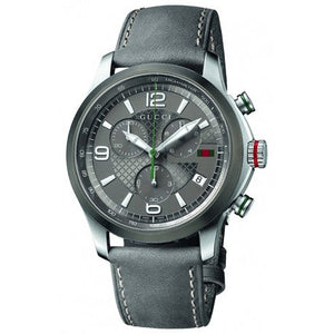 Gucci G Timeless Chronograph Grey Dial Grey Leather Strap Watch For Men - YA126242 Buy Now By Gucci