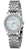 Gucci G Timeless Diamonds Mother of Pearl Dial Silver Steel Strap Watch For Women - YA126506 Buy Now By Gucci