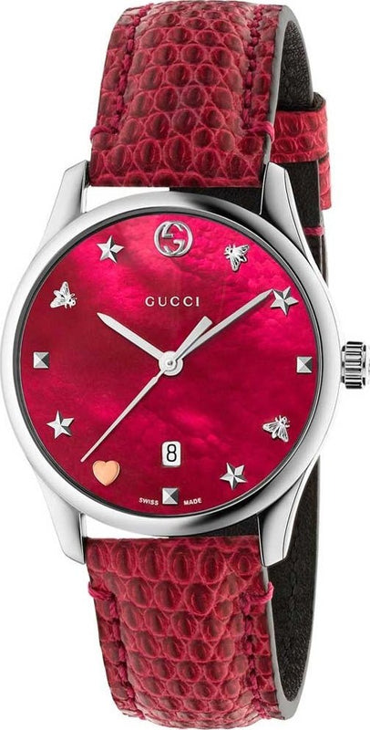 Gucci G-Timeless Cherry Red Mother of Pearl Dial 27mm Watch For Women - YA126584 Buy Now By Gucci
