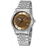 Gucci G Timeless Brown Dial Silver Steel Strap Watch For Men - YA126406 Buy Now By Gucci