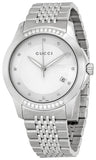 Gucci G Timeless Diamonds Silver Dial Silver Steel Strap Watch For Men - YA126407 Buy Now By Gucci