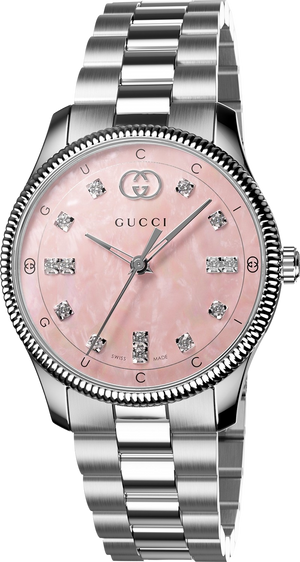 Gucci G Timeless Diamonds Mother of Pearl Pink Dial Silver Steel Strap Watch for Women - YA1265062 Buy Now By Gucci