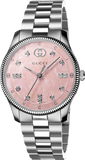 Gucci G Timeless Diamonds Mother of Pearl Pink Dial Silver Steel Strap Watch for Women - YA1265062