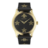 Gucci G Timeless Bee Motif Black Dial Black Leather Strap Watch For Women - YA1264055 Buy Now By Gucci
