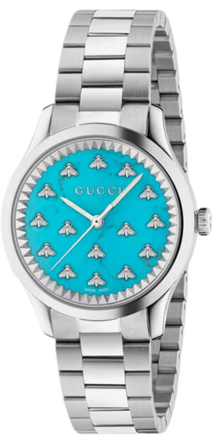 Gucci G Timeless Quartz Turquoise Dial Silver Steel Strap Unisex Watch - YA1265044 Buy Now By Gucci