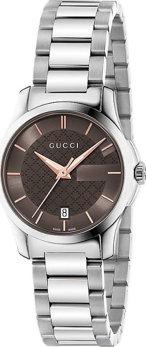 Gucci G Timeless Brown Dial Silver Steel Strap Watch For Women - YA126529 Buy Now By Gucci
