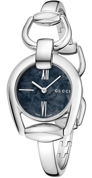 Gucci Horsebit Collection Mother of Pearl Black Dial Silver Steel Strap Watch For Women - YA139503 Buy Now By Gucci