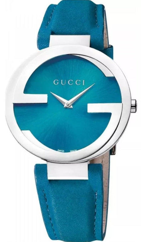 Gucci Interlocking Quartz Blue Dial Blue Leather Strap Watch For Women - YA133315 Buy Now By Gucci