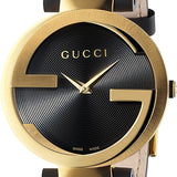 Gucci Interlocking G Grammy Special Edition Black Dial Black Leather Strap Watch for Women - YA133312 Buy Now By Gucci