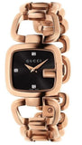 Gucci G Ladies Diamonds Black Dial Rose Gold Steel Strap Watch For Women - YA125512 Buy Now By Gucci
