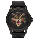 Gucci G Timeless Cat Motif Black Dial Black Leather Strap Unisex Watch - YA1264021 Buy Now By Gucci