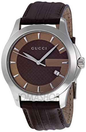 Gucci G Timeless Quartz Brown Dial Brown Rubber Strap Watch For Men - YA126403 Buy Now By Gucci