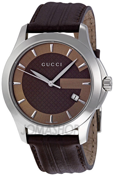 Gucci G Timeless Quartz Brown Dial Brown Rubber Strap Watch For Men - YA126403 Buy Now By Gucci