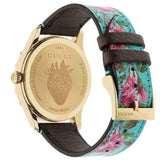 Gucci G Timeless Floral Turquoise Dial Turquoise Leather Strap Watch For Women - YA1264085 Buy Now By Gucci