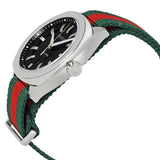 Gucci GG2570 Quartz Black Dial Green & Red Nylon Strap Watch For Men - YA142305 Buy Now By Gucci