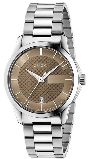 Gucci G Timeless Brown Dial Silver Steel Strap Watch For Men - YA126445 Buy Now By Gucci