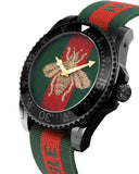 Gucci Dive Green & Red Dial Green & Red Nylon Strap Watch For Men - YA136216 Buy Now By Gucci