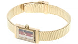 Gucci G Frame Quartz Diamonds White Red Blue Dial Gold Mesh Bracelet Watch For Women - YA147511 Buy Now By Gucci