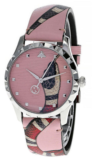 Gucci G Timeless Pink Dial Pink Leather Strap Watch For Women - YA1264083 Buy Now By Gucci