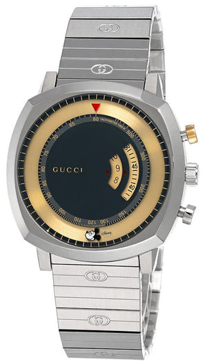 Gucci Grip Chronograph Disney Black Dial Silver Steel Strap Watch For Men - YA157307 Buy Now By Gucci