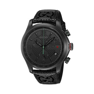 Gucci G Timeless Chronograph Black Dial Black Leather Strap Watch For Men - YA126244 Buy Now By Gucci