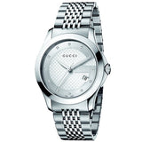 Gucci G Timeless Diamonds Silver Dial Silver Steel Strap Watch For Men - YA126404 Buy Now By Gucci