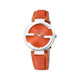 Gucci Interlocking G Quartz Orange Dial Orange Leather Strap Watch For Women - YA133316 Buy Now By Gucci