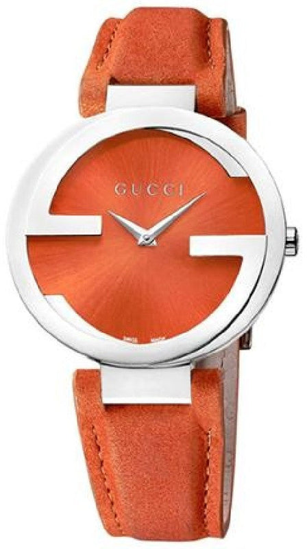 Gucci Interlocking G Quartz Orange Dial Orange Leather Strap Watch For Women - YA133316 Buy Now By Gucci