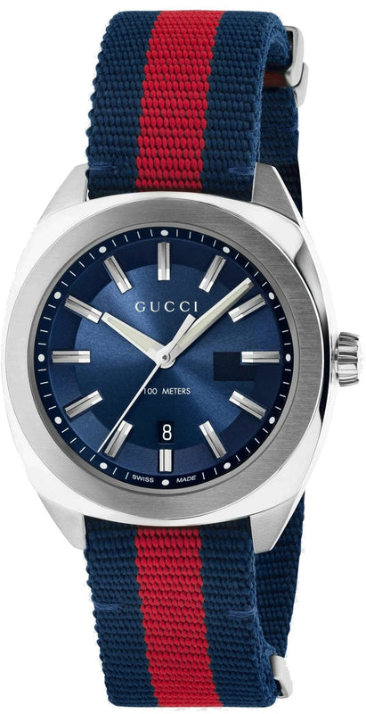 Gucci GG2570 Quartz Blue Dial Blue & Red Nylon Strap Watch For Men - YA142304 Buy Now By Gucci