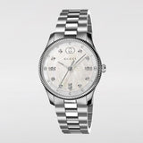 Gucci G Timeless Diamonds White Dial Silver Steel Strap Watch for Women - YA1265064 Buy Now By Gucci