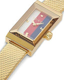 Gucci G Frame Quartz Diamonds White Red Blue Dial Gold Mesh Bracelet Watch For Women - YA147511 Buy Now By Gucci