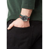 Gucci GG2570 Quartz Black Dial Green & Red Nylon Strap Watch For Men - YA142305 Buy Now By Gucci