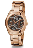 Guess Cubed Analog Black Dial Rose Gold Steel Strap Watch For Women - GW0607L3 Buy Now By Guess