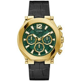 Guess Edge Chronograph Green Dial Black Leather Strap Watch For Men - GW0492G3 Buy Now By Guess