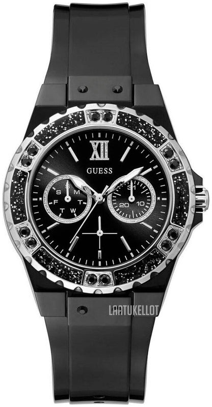 Guess Limelight Diamonds Black Dial Black Rubber Strap Watch for Women - GW0041L5 Buy Now By Guess