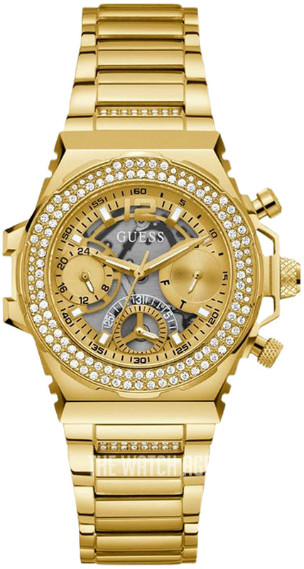 Guess Fusion Chronograph Gold Dial Gold Steel Strap Watch for Women - GW0552L2 Buy Now By Guess
