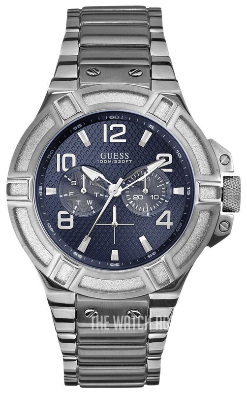 Guess Rigor Quartz Black Dial Silver Steel Strap Watch For Men - W0218G2 Buy Now By Guess