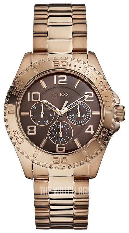 Guess BFF Multifunction Brown Dial Rose Gold Steel Strap Watch for Women - W0231L8 Buy Now By Guess