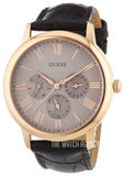 Guess Wafer Quartz Beige Dial Brown Leather Strap Watch For Men - W0496G1 Buy Now By Guess