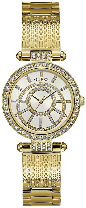 Guess Muse Crystals White Dial Rose Gold Steel Strap Watch For Women - W1008L2 Buy Now By Guess