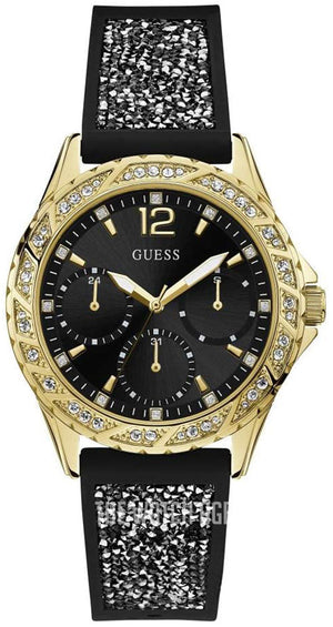 Guess Swirl Quartz Black Dial Black Silicone Strap Watch for Women - W1096L3 Buy Now By Guess