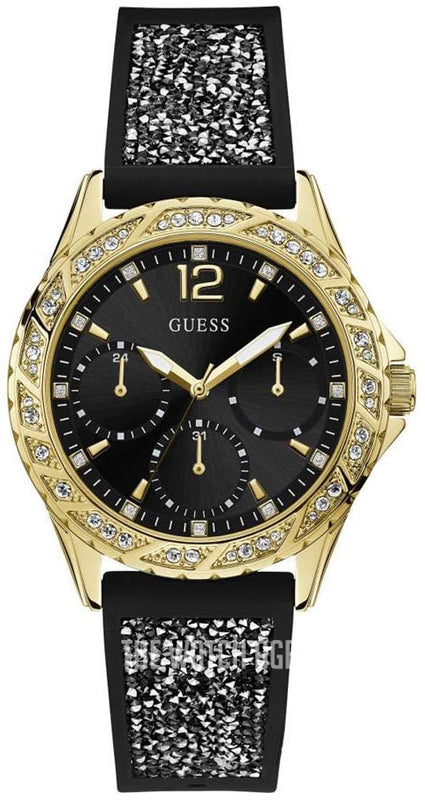 Guess Swirl Quartz Black Dial Black Silicone Strap Watch for Women - W1096L3 Buy Now By Guess