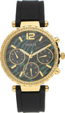 Guess Solstice Green Dial Black Rubber Strap Watch for Women - GW0113L1 Buy Now By Guess