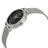 Guess Chelsea Crystals Black Dial Silver Mesh Bracelet Watch For Women - W0647L5 Buy Now By Guess