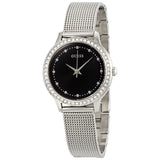 Guess Chelsea Crystals Black Dial Silver Mesh Bracelet Watch For Women - W0647L5 Buy Now By Guess