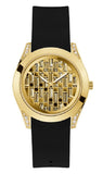 Guess Clarity Gold Dial Black Silicone Strap Watch for Women - GW0109L1 Buy Now By Guess