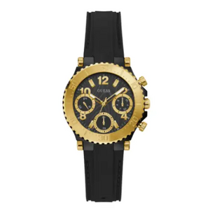Guess Cosmic Multifunction Black Dial Black Silicone Strap Watch For Women - GW0466L1 Buy Now By Guess