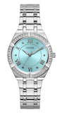 Guess Cosmo Diamonds Turquoise Dial Silver Steel Strap Watch for Women - GW0033L7 Buy Now By Guess