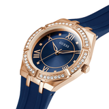 Guess Cosmo Diamonds Blue Blue Dial Blue Silicone Strap Watch for Women - GW0034L4 Buy Now By Guess